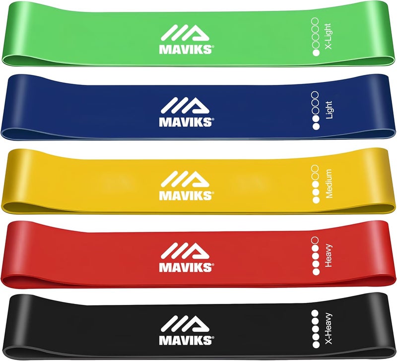 MAVIKS Exercise Resistance Bands for Working Out Set of 5 for Women and Men, Stretch Bands for Exercise, Physical Therapy, Arms Legs Workout, Stretching, Home Fitness - Image 2